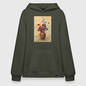 Худи SuperOversize хлопок с принтом Flowers in a Vase (Букет цветов) в Кировске, 70% хлопок, 30% полиэстер, мягкий начес внутри | карман-кенгуру, эластичная резинка на манжетах и по нижней кромке, двухслойный капюшон
 | букет | ваза | винтаж | горы | живопись | картина | классика | пейзаж | природа | роза | ромашки | цветы