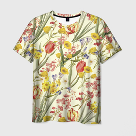 Мужская футболка 3D с принтом Цветы Весенние Тюльпаны в Екатеринбурге, 100% полиэфир | прямой крой, круглый вырез горловины, длина до линии бедер | Тематика изображения на принте: flowers | букет | природа | растение | тюльпаны | флора | цветы