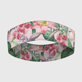 Повязка на голову 3D с принтом Цветы Розовые Лилии и Сирень в Курске,  |  | flowers | букет | лилии | природа | растение | сирень | флора | цветы
