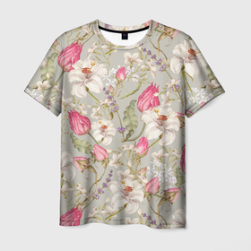 Мужская футболка 3D с принтом Цветы Ностальгические Белые Лилии в Курске, 100% полиэфир | прямой крой, круглый вырез горловины, длина до линии бедер | flowers | букет | лелии | природа | растение | флора | цветы