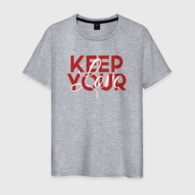 Мужская футболка хлопок с принтом Keep Your Love в Новосибирске, 100% хлопок | прямой крой, круглый вырез горловины, длина до линии бедер, слегка спущенное плечо. | Тематика изображения на принте: keep | love | red | romantic | любовь | сохрани