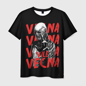 Мужская футболка 3D с принтом VILE VECNA в Екатеринбурге, 100% полиэфир | прямой крой, круглый вырез горловины, длина до линии бедер | 01 | 11 | demogorgon | dont | friends | lie | netflix | st | stranger | the | things | vecna | векна | демогоргон | друзья | изнанка | лгут | не | оди | одиннадцать | очень | первый | странные
