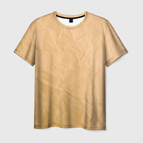 Мужская футболка 3D с принтом cream paper в Екатеринбурге, 100% полиэфир | прямой крой, круглый вырез горловины, длина до линии бедер | Тематика изображения на принте: paper | бежевый | бумага | крафтовая | кремовый | мятый | ростислав удача