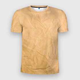 Мужская футболка 3D Slim с принтом cream paper в Екатеринбурге, 100% полиэстер с улучшенными характеристиками | приталенный силуэт, круглая горловина, широкие плечи, сужается к линии бедра | Тематика изображения на принте: paper | бежевый | бумага | крафтовая | кремовый | мятый | ростислав удача