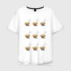 Мужская футболка хлопок Oversize с принтом NOODLE BOWL (лапша) , 100% хлопок | свободный крой, круглый ворот, “спинка” длиннее передней части | noodle | noodle bowl | китайский принт | лапша | нудл