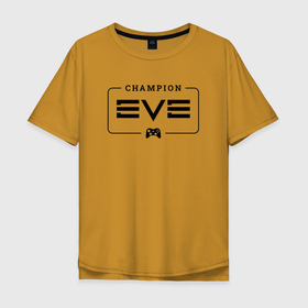 Мужская футболка хлопок Oversize с принтом EVE Gaming Champion: рамка с лого и джойстиком , 100% хлопок | свободный крой, круглый ворот, “спинка” длиннее передней части | champion | echoes | eve | logo | online | ив онлайн | ив эхо | игра | игры | лого | логотип | символ