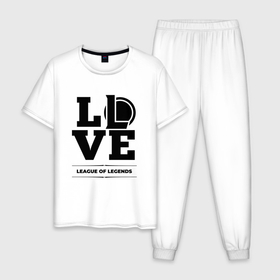 Мужская пижама хлопок с принтом League of Legends Love Classic в Белгороде, 100% хлопок | брюки и футболка прямого кроя, без карманов, на брюках мягкая резинка на поясе и по низу штанин
 | league | league of legends | legends | logo | love | игра | игры | легенд | лиг оф ледженс | лига | лого | логотип | символ