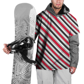 Накидка на куртку 3D с принтом Красно серый полосатый узор в Петрозаводске, 100% полиэстер |  | Тематика изображения на принте: косые полосы | красные полосы | красный | полосатый узор | серый