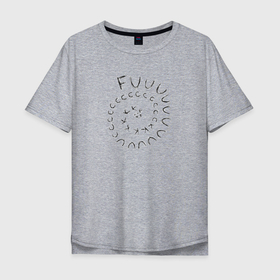 Мужская футболка хлопок Oversize с принтом Fuuuuuck в Санкт-Петербурге, 100% хлопок | свободный крой, круглый ворот, “спинка” длиннее передней части | английский | мат | надпись на английском | прикол | черт | юмор