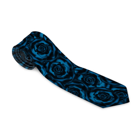 Галстук 3D с принтом Синие розы цветочный узор в Петрозаводске, 100% полиэстер | Длина 148 см; Плотность 150-180 г/м2 | Тематика изображения на принте: blue | flowers | roses | розы | синие розы | синий | цветы