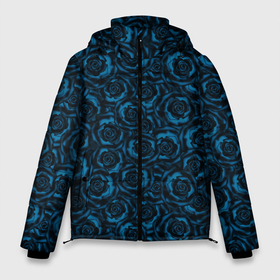 Мужская зимняя куртка 3D с принтом Синие розы цветочный узор в Белгороде, верх — 100% полиэстер; подкладка — 100% полиэстер; утеплитель — 100% полиэстер | длина ниже бедра, свободный силуэт Оверсайз. Есть воротник-стойка, отстегивающийся капюшон и ветрозащитная планка. 

Боковые карманы с листочкой на кнопках и внутренний карман на молнии. | Тематика изображения на принте: blue | flowers | roses | розы | синие розы | синий | цветы