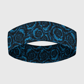 Повязка на голову 3D с принтом Синие розы цветочный узор в Петрозаводске,  |  | blue | flowers | roses | розы | синие розы | синий | цветы