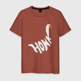 Мужская футболка хлопок с принтом Honk White   Гусь Белый в Новосибирске, 100% хлопок | прямой крой, круглый вырез горловины, длина до линии бедер, слегка спущенное плечо. | duck | funny | goose | honk | meme | memes | гуси | гусь | мем | мемы | необычная | необычно | прикольная | прикольно | смешная | смешно | утка