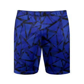 Мужские шорты спортивные с принтом Синие треугольники геометрический узор в Тюмени,  |  | blue | geometric | геометрические фигуры | синий | треугольники