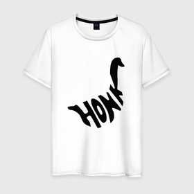 Мужская футболка хлопок с принтом Honk Black   Гусь Черный в Санкт-Петербурге, 100% хлопок | прямой крой, круглый вырез горловины, длина до линии бедер, слегка спущенное плечо. | duck | funny | goose | honk | meme | memes | гуси | гусь | мем | мемы | необычная | необычно | прикольная | прикольно | смешная | смешно | утка
