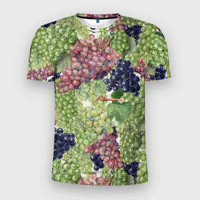 Мужская футболка 3D Slim с принтом Кисти Винограда в Кировске, 100% полиэстер с улучшенными характеристиками | приталенный силуэт, круглая горловина, широкие плечи, сужается к линии бедра | brushes | grape | summer | виноград | кисти | лето