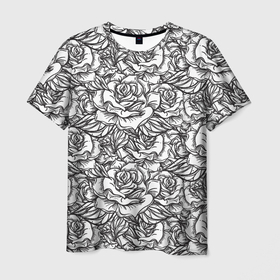 Мужская футболка 3D с принтом Цветы Много Белых Роз в Курске, 100% полиэфир | прямой крой, круглый вырез горловины, длина до линии бедер | Тематика изображения на принте: flowers | букет | природа | растение | роза | розы | флора | цветы