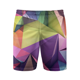 Мужские шорты спортивные с принтом Geometric 3 D abstraction   Геометрическая трехмерная абстракция в Тюмени,  |  | 3d | abstraction | color | geometry | triangle | абстракция | геометрия | треугольник | цвет