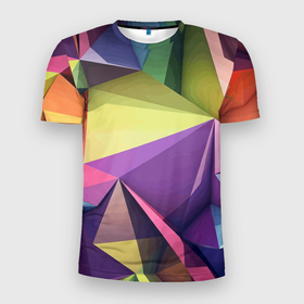Мужская футболка 3D Slim с принтом Geometric 3 D abstraction   Геометрическая трехмерная абстракция в Санкт-Петербурге, 100% полиэстер с улучшенными характеристиками | приталенный силуэт, круглая горловина, широкие плечи, сужается к линии бедра | 3d | abstraction | color | geometry | triangle | абстракция | геометрия | треугольник | цвет