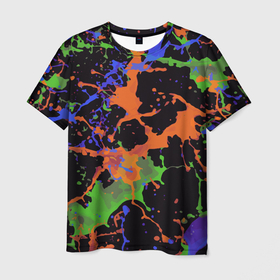 Мужская футболка 3D с принтом Абстрактный пятнистый узор в Екатеринбурге, 100% полиэфир | прямой крой, круглый вырез горловины, длина до линии бедер | abstraction | color | spots | абстракция | краска | пятна | цветной