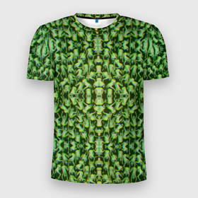 Мужская футболка 3D Slim с принтом Множество людей огуречного цвета в Курске, 100% полиэстер с улучшенными характеристиками | приталенный силуэт, круглая горловина, широкие плечи, сужается к линии бедра | зелень | камуфляж | летний принт | люди | лягушки | огуречная толпа | огурцы | свежесть | толпа