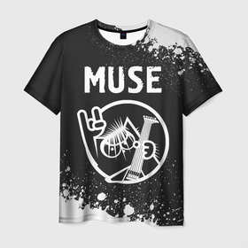 Мужская футболка 3D с принтом Muse + КОТ + Брызги в Тюмени, 100% полиэфир | прямой крой, круглый вырез горловины, длина до линии бедер | Тематика изображения на принте: band | metal | muse | paint | rock | брызги | группа | кот | краска | мьюз | рок