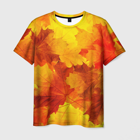 Мужская футболка 3D с принтом Желтые листья в Белгороде, 100% полиэфир | прямой крой, круглый вырез горловины, длина до линии бедер | дуб | дубовый лист | желтый | лето | листья | маскировка | осень | природа | ростислав удача