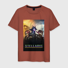 Мужская футболка хлопок с принтом Stellaris, alien в Курске, 100% хлопок | прямой крой, круглый вырез горловины, длина до линии бедер, слегка спущенное плечо. | alien | income | stellaris | stellaris game | игра stellaris | игра стелларис | инопланетяне | пришельцы | стеларис | стелларис