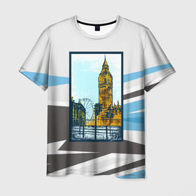 Мужская футболка 3D с принтом London  Лондон в Петрозаводске, 100% полиэфир | прямой крой, круглый вырез горловины, длина до линии бедер | london | англия | великобритания | город | колесо обозрения | лондон