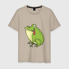 Мужская футболка хлопок с принтом Милый Лягушонок в Санкт-Петербурге, 100% хлопок | прямой крой, круглый вырез горловины, длина до линии бедер, слегка спущенное плечо. | Тематика изображения на принте: animals | frog | green | болото | жаба | животные | лягушка | лягушонок | озеро | река | рыбалка