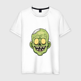 Мужская футболка хлопок с принтом Весёлый Зомби , 100% хлопок | прямой крой, круглый вырез горловины, длина до линии бедер, слегка спущенное плечо. | death | devil | halloween | horror | skull | zombie | демон | дьявол | зло | зомби | призрак | скелет | хоррор | хэллоуин | череп