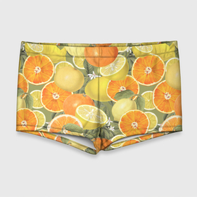 Мужские купальные плавки 3D с принтом Апельсины и Лимоны , Полиэстер 85%, Спандекс 15% |  | fruits | lemons | oranges | summer | апельсины | лето | лимоны | фрукты