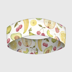 Повязка на голову 3D с принтом Ассорти Ягод и Фруктов в Кировске,  |  | fruits | lemons | oranges | summer | апельсины | арбуз | бананы | вишня | груши | киви | лето | лимоны | сливы | фрукты | яблоки