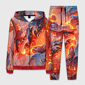 Мужской костюм 3D с принтом Lava  flame в Екатеринбурге, 100% полиэстер | Манжеты и пояс оформлены тканевой резинкой, двухслойный капюшон со шнурком для регулировки, карманы спереди | abstraction | art | bright | colors | fire | flame | lava | multicoloured | positive | абстракция | арт | краски | лава | огонь | пламя | позитивный | разноцветный | рисунок | узоры | фееричный | цвета | яркий