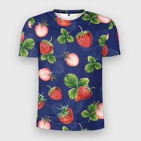 Мужская футболка 3D Slim с принтом Сладкая Клубника в Тюмени, 100% полиэстер с улучшенными характеристиками | приталенный силуэт, круглая горловина, широкие плечи, сужается к линии бедра | strawberry | summer | sweet | клубника | лето | сладкая
