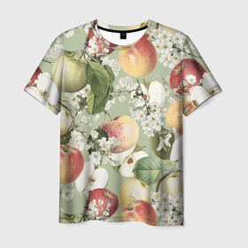 Мужская футболка 3D с принтом Яблочный Сад в Тюмени, 100% полиэфир | прямой крой, круглый вырез горловины, длина до линии бедер | Тематика изображения на принте: apples | flowers | garden | summer | лето | сад | цветы | яблоки