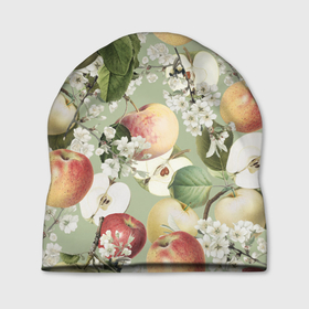 Шапка 3D с принтом Яблочный Сад , 100% полиэстер | универсальный размер, печать по всей поверхности изделия | apples | flowers | garden | summer | лето | сад | цветы | яблоки