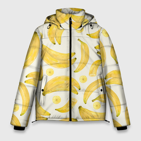 Мужская зимняя куртка 3D с принтом Банановый Рай Лета в Курске, верх — 100% полиэстер; подкладка — 100% полиэстер; утеплитель — 100% полиэстер | длина ниже бедра, свободный силуэт Оверсайз. Есть воротник-стойка, отстегивающийся капюшон и ветрозащитная планка. 

Боковые карманы с листочкой на кнопках и внутренний карман на молнии. | Тематика изображения на принте: bananas | paradise | summer | бананы | лето | рай