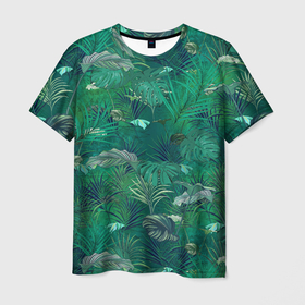 Мужская футболка 3D с принтом Летняя Зелёная Листва в Новосибирске, 100% полиэфир | прямой крой, круглый вырез горловины, длина до линии бедер | Тематика изображения на принте: foliage | green | summer | зелённая | лето | листва