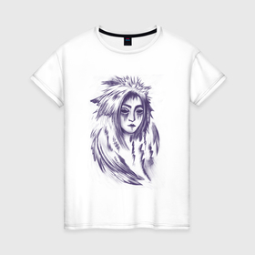 Женская футболка хлопок с принтом демон в перьях в Тюмени, 100% хлопок | прямой крой, круглый вырез горловины, длина до линии бедер, слегка спущенное плечо | демон | карандаш | сверхъестественное | скетч | фэнтези