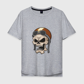 Мужская футболка хлопок Oversize с принтом Skull   Biker , 100% хлопок | свободный крой, круглый ворот, “спинка” длиннее передней части | death | devil | halloween | horror | skull | zombie | демон | дьявол | зло | зомби | призрак | скелет | хоррор | хэллоуин | череп