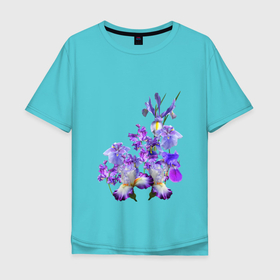 Мужская футболка хлопок Oversize с принтом Ириски Ирисы , 100% хлопок | свободный крой, круглый ворот, “спинка” длиннее передней части | ириски | ирисы | любимые ирисы | фиолетовые цветы | цветы