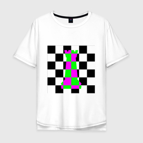 Мужская футболка хлопок Oversize с принтом Ладья в Санкт-Петербурге, 100% хлопок | свободный крой, круглый ворот, “спинка” длиннее передней части | кислотный | ладья | черно белый | шахматные фигуры | шахматы