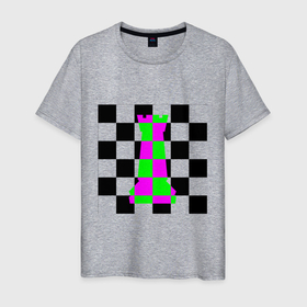 Мужская футболка хлопок с принтом Ладья в Курске, 100% хлопок | прямой крой, круглый вырез горловины, длина до линии бедер, слегка спущенное плечо. | кислотный | ладья | черно белый | шахматные фигуры | шахматы