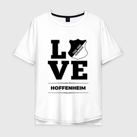 Мужская футболка хлопок Oversize с принтом Hoffenheim Love Классика в Екатеринбурге, 100% хлопок | свободный крой, круглый ворот, “спинка” длиннее передней части | club | football | hoffenheim | logo | love | клуб | лого | мяч | символ | спорт | футбол | футболист | футболисты | футбольный | хоффенхейм