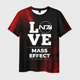 Мужская футболка 3D с принтом Mass Effect Love Классика в Екатеринбурге, 100% полиэфир | прямой крой, круглый вырез горловины, длина до линии бедер | Тематика изображения на принте: effect | hyperbeast | logo | love | игра | игры | лого | логотип | масс | символ | эффект