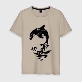 Мужская футболка хлопок с принтом Чёрный Дельфин в Санкт-Петербурге, 100% хлопок | прямой крой, круглый вырез горловины, длина до линии бедер, слегка спущенное плечо. | dolphin | whale | дельфин | кит | млекопитающие | млекопитающие mammals