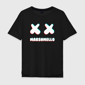 Мужская футболка хлопок Oversize с принтом MARSHMELLO   МАРШМЕЛЛОУ   NEON в Кировске, 100% хлопок | свободный крой, круглый ворот, “спинка” длиннее передней части | face | logo | marsh | marshmallow | marshmello | marshmelo | mello | smile | градиент | лицо | лого | маршмеллов | маршмеллоу | маршмеллу | маршмело | маршмелов | маршмелоу | маска | музыка | неон | рожица | символ | смайл | улыбка