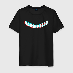 Мужская футболка хлопок с принтом MARSHMELLO   МАРШМЕЛЛОУ   НАТПИСЬ в Новосибирске, 100% хлопок | прямой крой, круглый вырез горловины, длина до линии бедер, слегка спущенное плечо. | face | logo | marsh | marshmallow | marshmello | marshmelo | mello | smile | лицо | лого | маршмеллов | маршмеллоу | маршмеллу | маршмело | маршмелов | маршмелоу | маска | музыка | неон | рожица | символ | смайл | улыбка