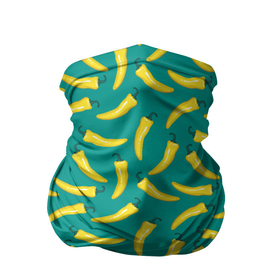 Бандана-труба 3D с принтом Желтые перцы, паттерн в Новосибирске, 100% полиэстер, ткань с особыми свойствами — Activecool | плотность 150‒180 г/м2; хорошо тянется, но сохраняет форму | еда | желтые | овощи | паттерн | перцы